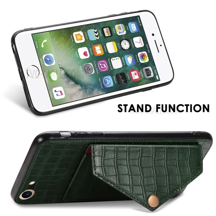 Crocodile Skin with Card Holder PU Leather Coated Phone Case for iPhone 7/8/SE (2nd Generation) - Green-7