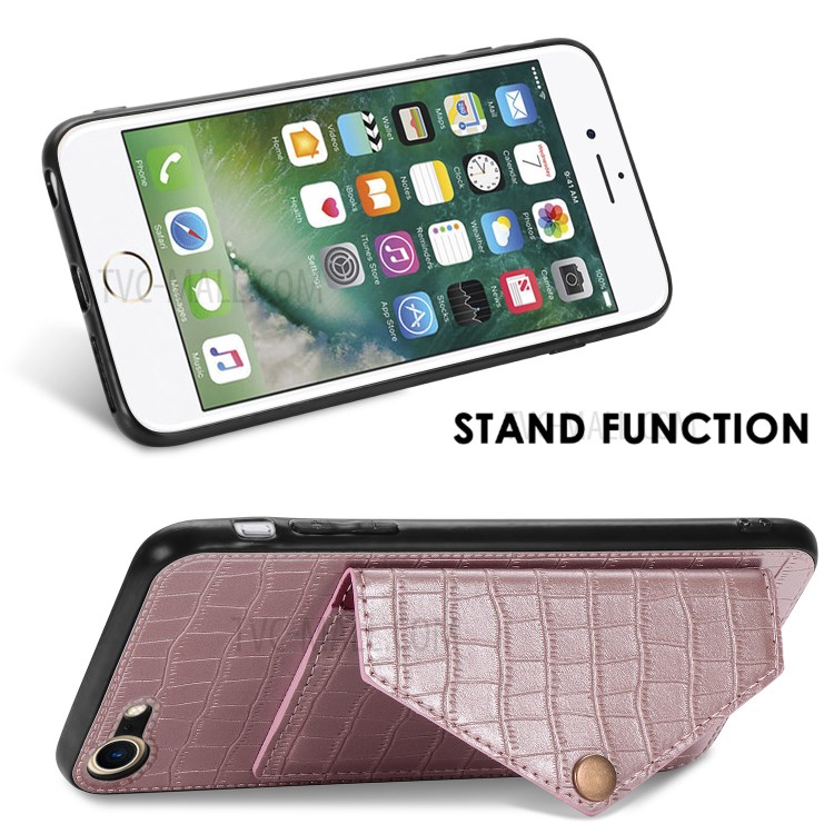 Crocodile Skin with Card Holder PU Leather Coated Phone Case for iPhone 7/8/SE (2nd Generation) - Rose Gold-7