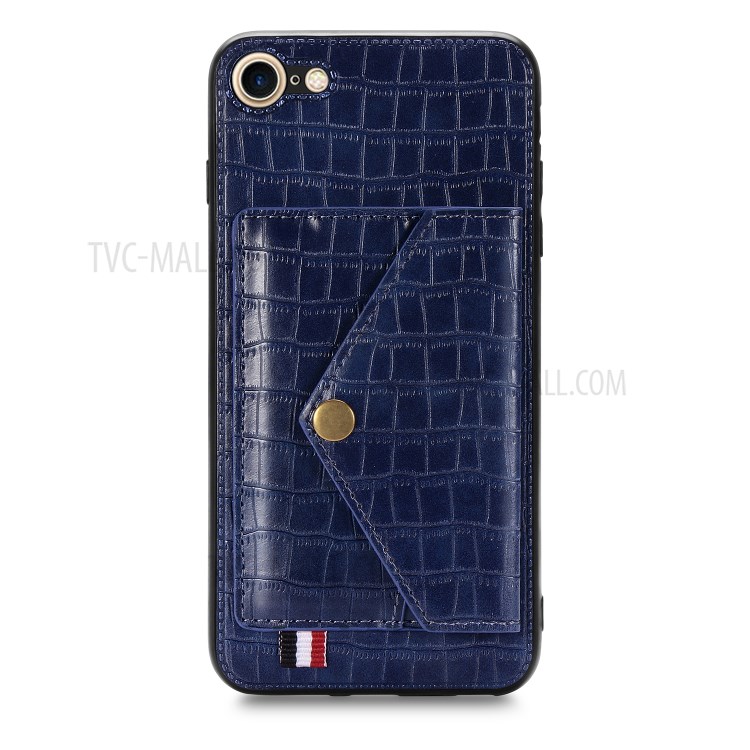 Crocodile Skin with Card Holder PU Leather Coated Phone Case for iPhone 7/8/SE (2nd Generation) - Blue-2