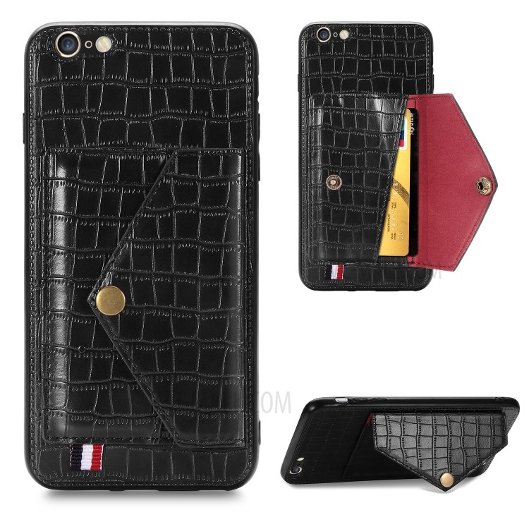 Crocodile Texture Card Holder Phone Case for iPhone 6/6s 4.7-inch - Black-1