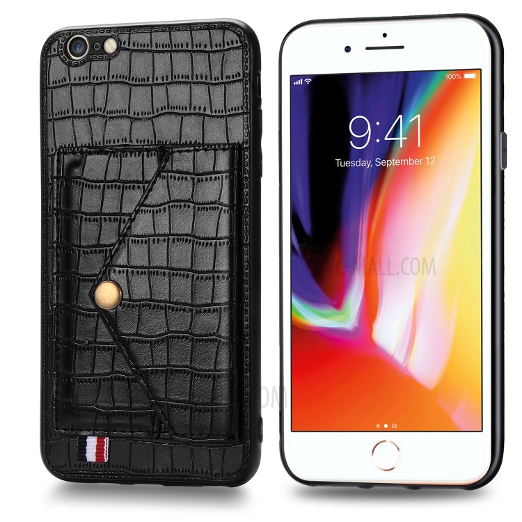 Crocodile Texture Card Holder Phone Case for iPhone 6/6s 4.7-inch - Black-3
