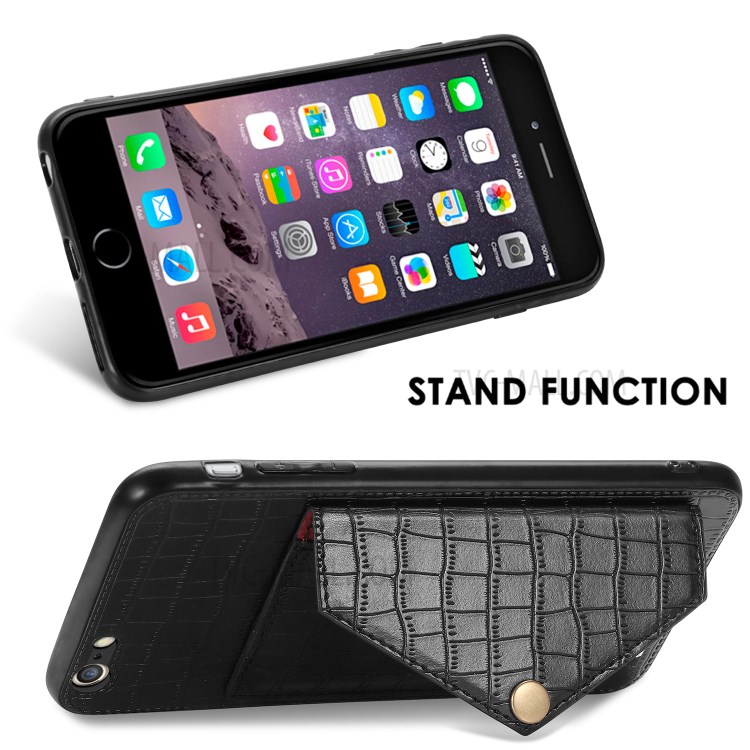 Crocodile Texture Card Holder Phone Case for iPhone 6/6s 4.7-inch - Black-7