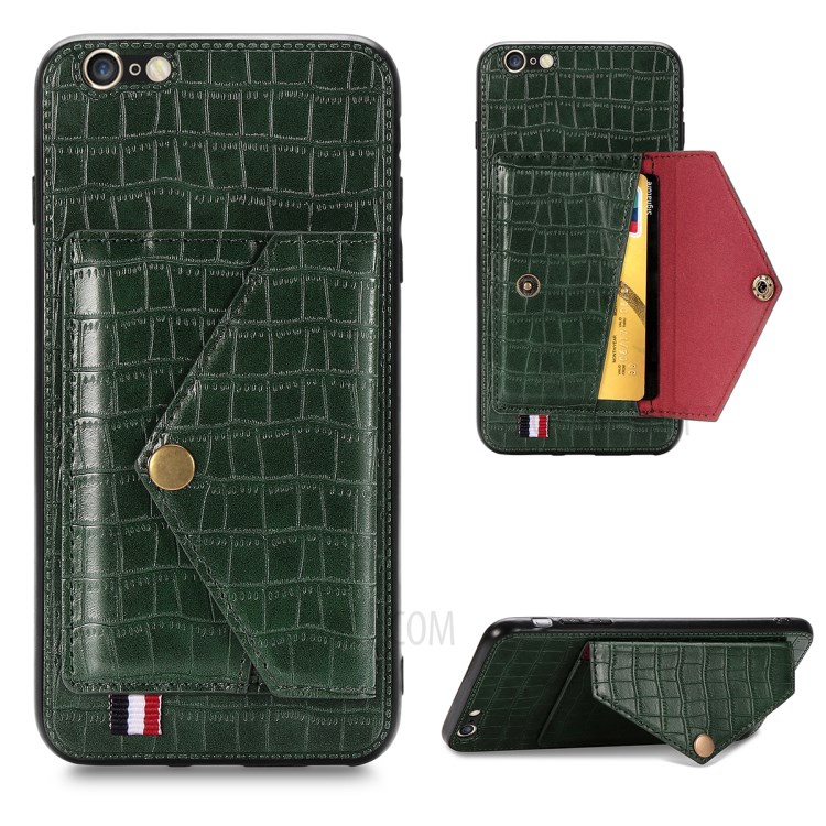 Crocodile Texture Card Holder Phone Case for iPhone 6/6s 4.7-inch - Green-1
