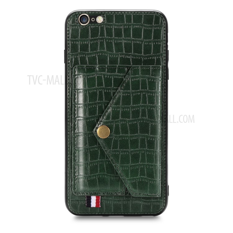 Crocodile Texture Card Holder Phone Case for iPhone 6/6s 4.7-inch - Green-2