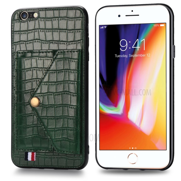 Crocodile Texture Card Holder Phone Case for iPhone 6/6s 4.7-inch - Green-3