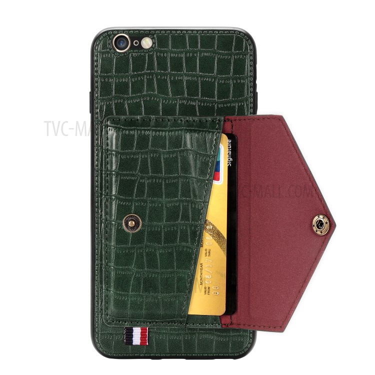 Crocodile Texture Card Holder Phone Case for iPhone 6/6s 4.7-inch - Green-4