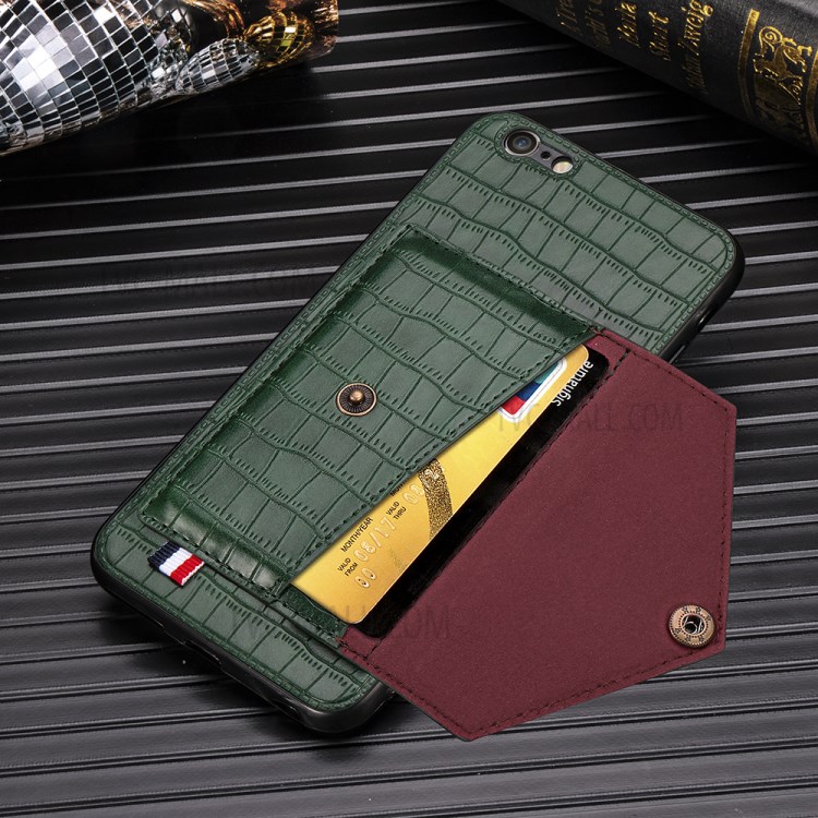 Crocodile Texture Card Holder Phone Case for iPhone 6/6s 4.7-inch - Green-6