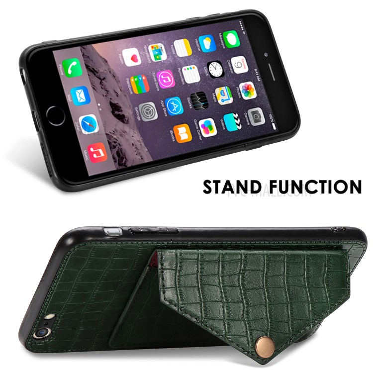 Crocodile Texture Card Holder Phone Case for iPhone 6/6s 4.7-inch - Green-7