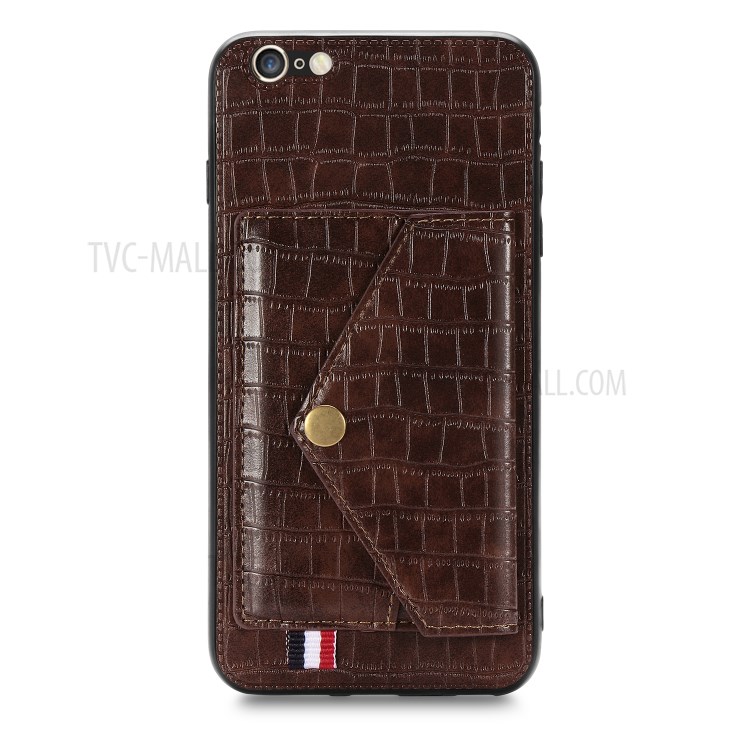 Crocodile Texture Card Holder Phone Case for iPhone 6/6s 4.7-inch - Brown-2