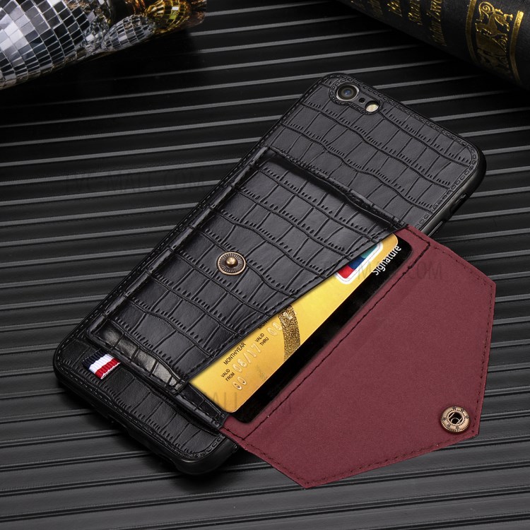 Crocodile Skin PU Leather Coated TPU Shell for Apple iPhone 6 Plus 5.5 inch - Black-6