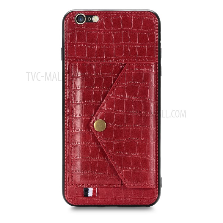 Cuir PU Peau De Crocodile Coquille Enduit TPU Pour Apple IPhone 6 Plus 5,5 Pouces - Rouge-2