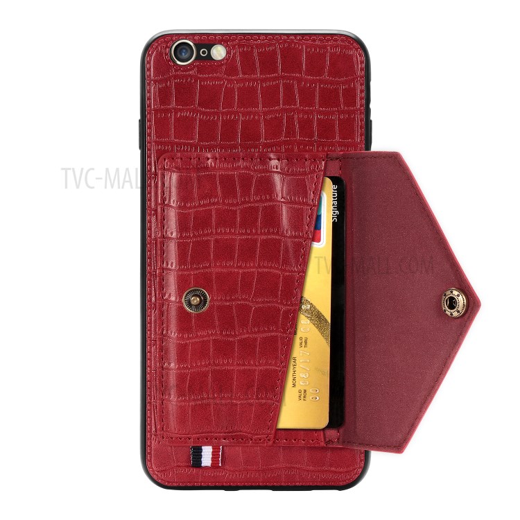 Cuir PU Peau De Crocodile Coquille Enduit TPU Pour Apple IPhone 6 Plus 5,5 Pouces - Rouge-4