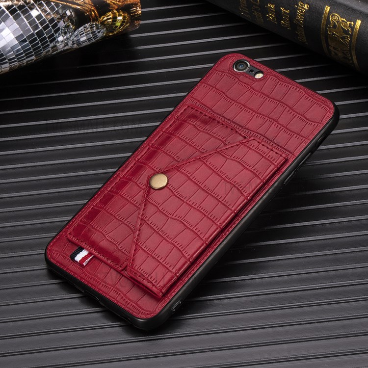 Cuir PU Peau De Crocodile Coquille Enduit TPU Pour Apple IPhone 6 Plus 5,5 Pouces - Rouge-5