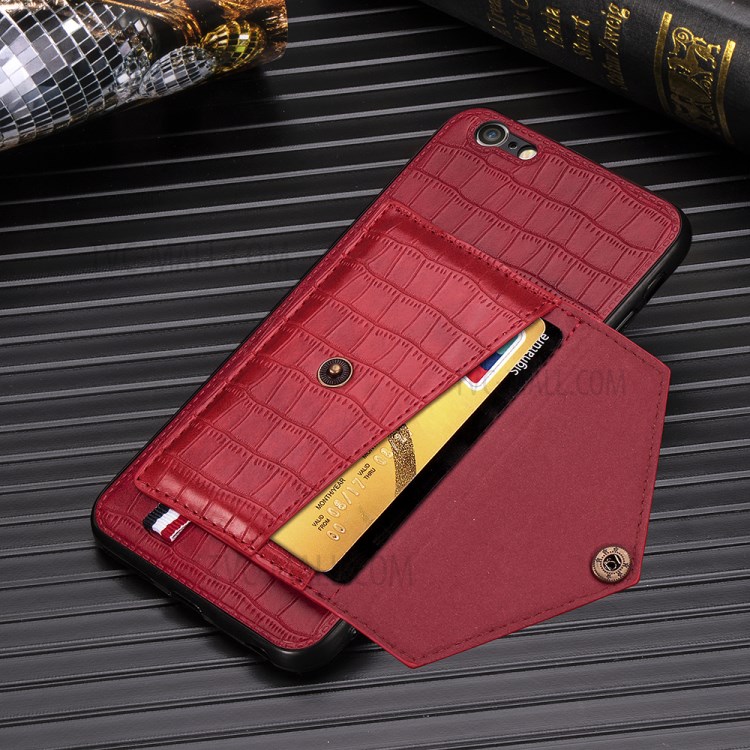 Cuir PU Peau De Crocodile Coquille Enduit TPU Pour Apple IPhone 6 Plus 5,5 Pouces - Rouge-6