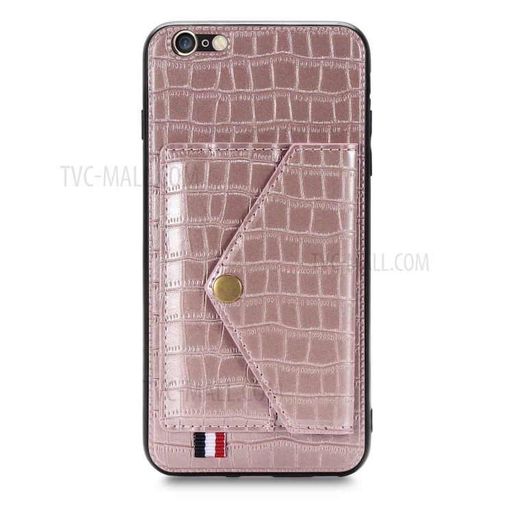 Crocodile Skin PU Leather Coated TPU Shell for Apple iPhone 6 Plus 5.5 inch - Rose Gold-2