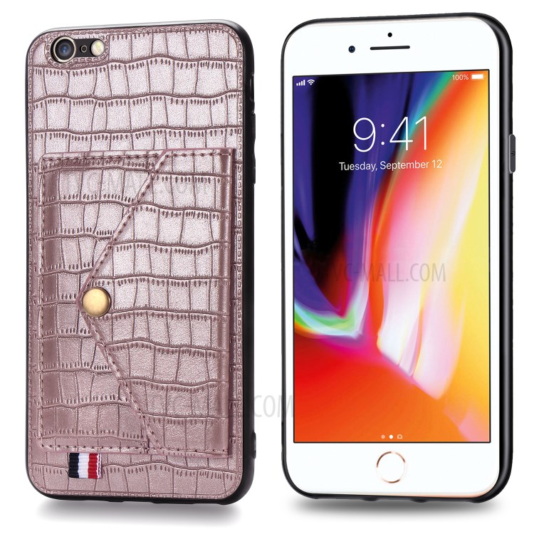 Crocodile Skin PU Leather Coated TPU Shell for Apple iPhone 6 Plus 5.5 inch - Rose Gold-3