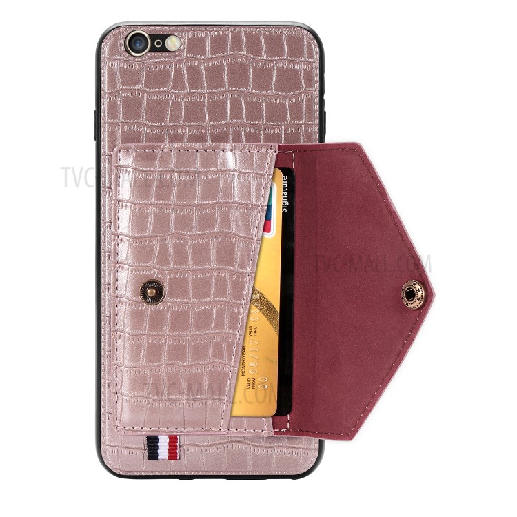 Crocodile Skin PU Leather Coated TPU Shell for Apple iPhone 6 Plus 5.5 inch - Rose Gold-4