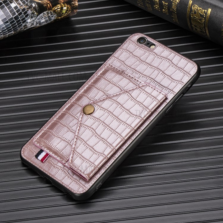 Crocodile Skin PU Leather Coated TPU Shell for Apple iPhone 6 Plus 5.5 inch - Rose Gold-5
