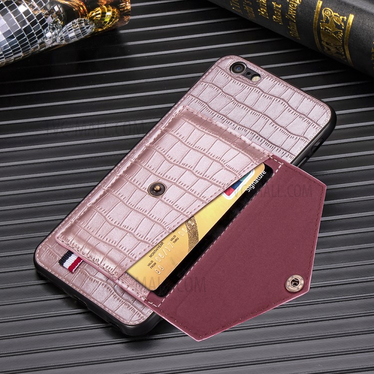Crocodile Skin PU Leather Coated TPU Shell for Apple iPhone 6 Plus 5.5 inch - Rose Gold-6
