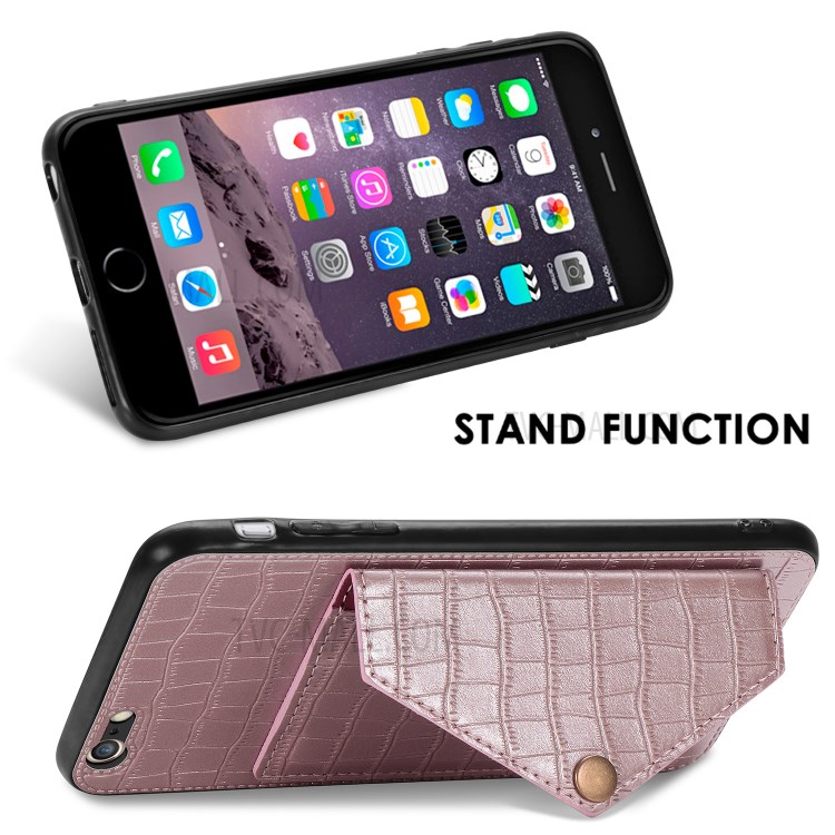 Crocodile Skin PU Leather Coated TPU Shell for Apple iPhone 6 Plus 5.5 inch - Rose Gold-7
