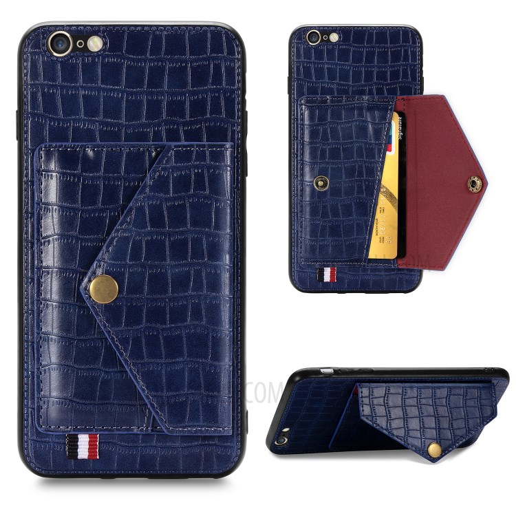 Crocodile Skin PU Leather Coated TPU Shell for Apple iPhone 6 Plus 5.5 inch - Blue-1