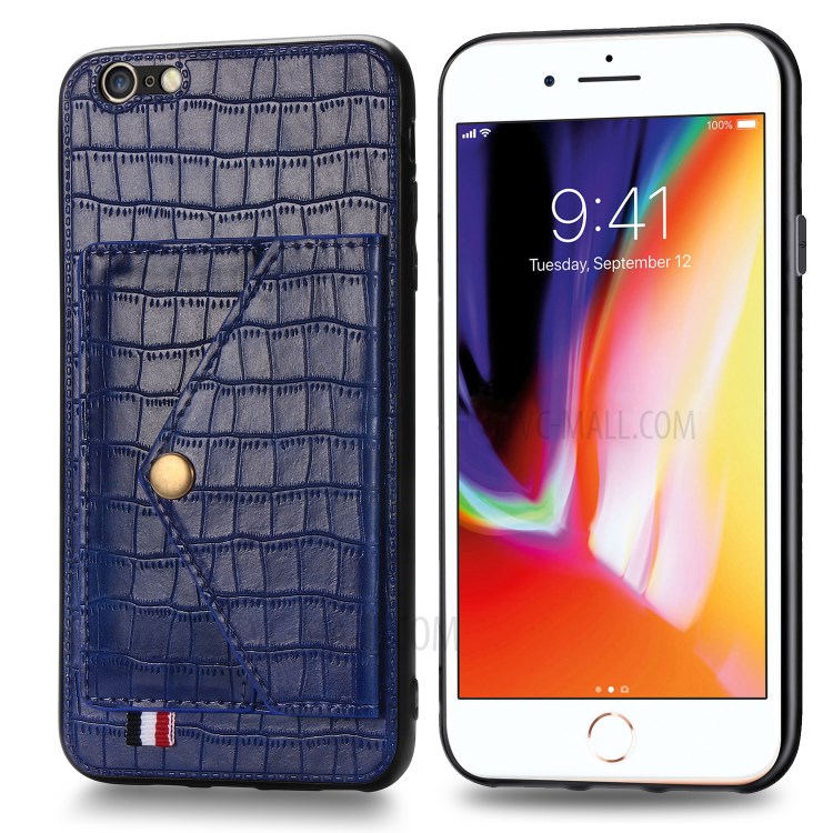 Crocodile Skin PU Leather Coated TPU Shell for Apple iPhone 6 Plus 5.5 inch - Blue-3