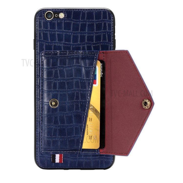 Crocodile Skin PU Leather Coated TPU Shell for Apple iPhone 6 Plus 5.5 inch - Blue-4