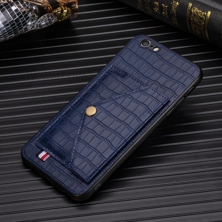 Crocodile Skin PU Leather Coated TPU Shell for Apple iPhone 6 Plus 5.5 inch - Blue-5