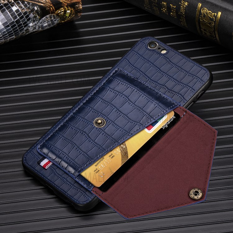 Crocodile Skin PU Leather Coated TPU Shell for Apple iPhone 6 Plus 5.5 inch - Blue-6
