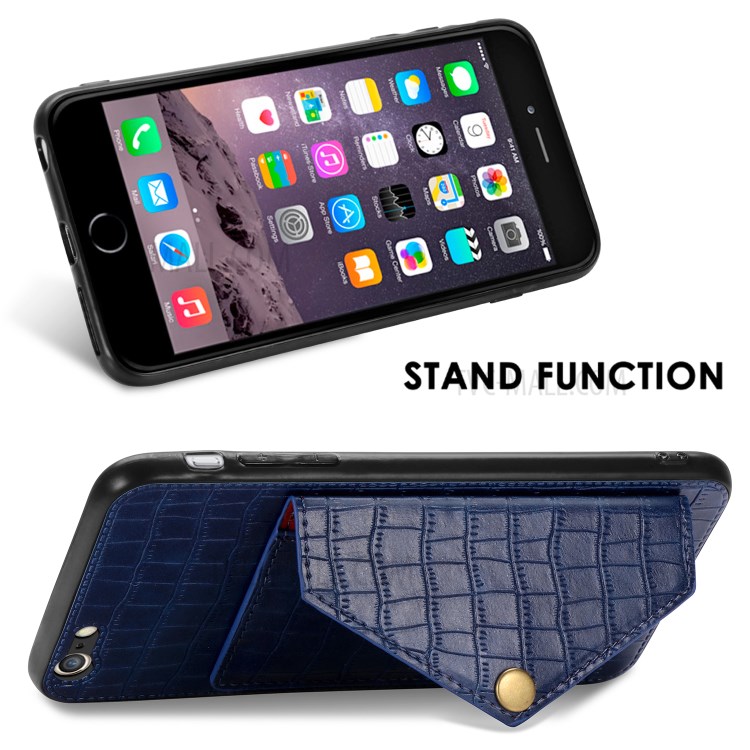 Crocodile Skin PU Leather Coated TPU Shell for Apple iPhone 6 Plus 5.5 inch - Blue-7