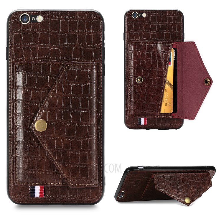 Crocodile Skin PU Leather Coated TPU Case for Apple iPhone 6 Plus 5.5 inch - Brown-1