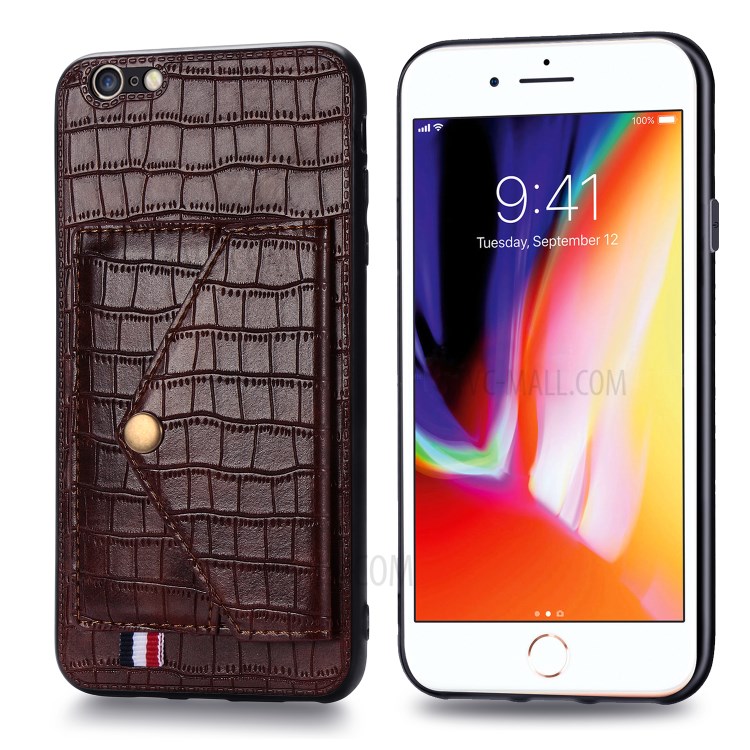 Crocodile Skin PU Leather Coated TPU Case for Apple iPhone 6 Plus 5.5 inch - Brown-3