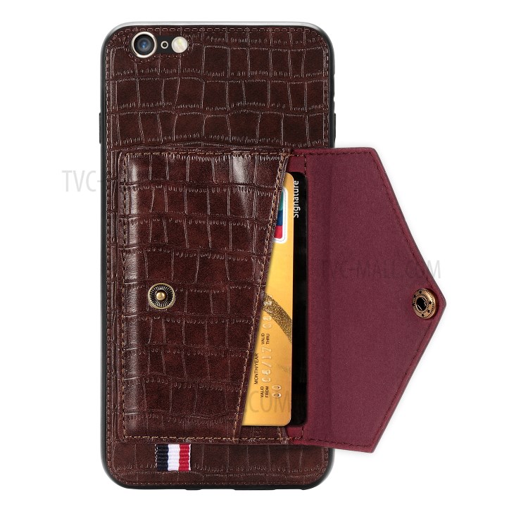 Crocodile Skin PU Leather Coated TPU Case for Apple iPhone 6 Plus 5.5 inch - Brown-4