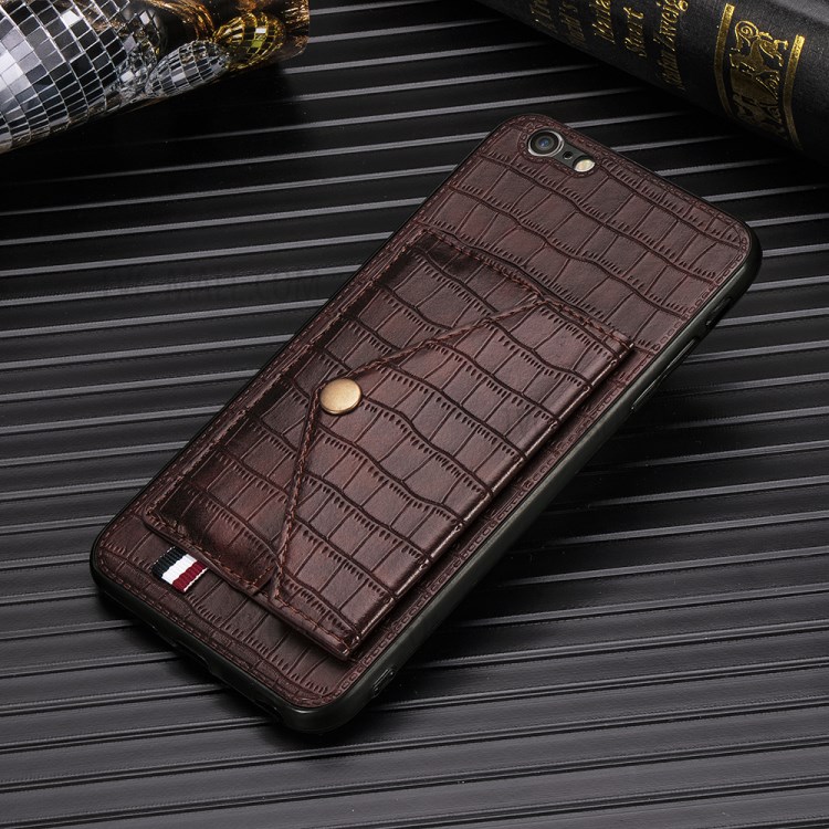 Crocodile Skin PU Leather Coated TPU Case for Apple iPhone 6 Plus 5.5 inch - Brown-5