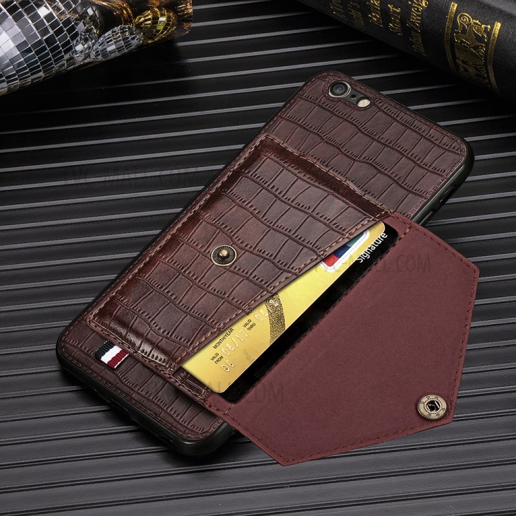 Crocodile Skin PU Leather Coated TPU Case for Apple iPhone 6 Plus 5.5 inch - Brown-6