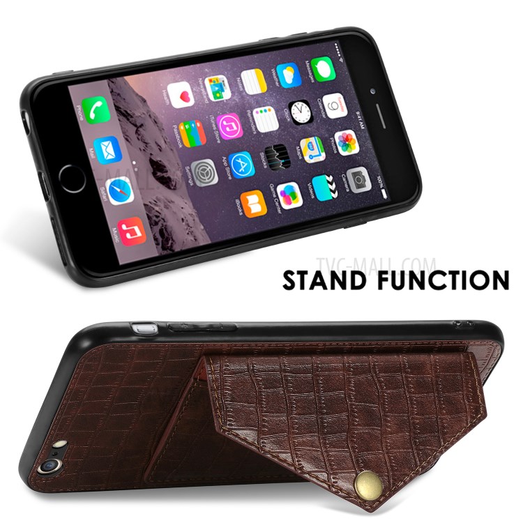 Crocodile Skin PU Leather Coated TPU Case for Apple iPhone 6 Plus 5.5 inch - Brown-7