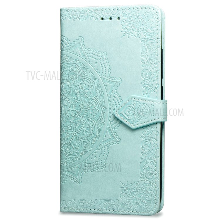 Geprägter Mandala Blume Leder Brieftasche Telefonabdeckung Fall Für Apple Iphone 6 / 4,7-Zoll-6S - Cyan-4