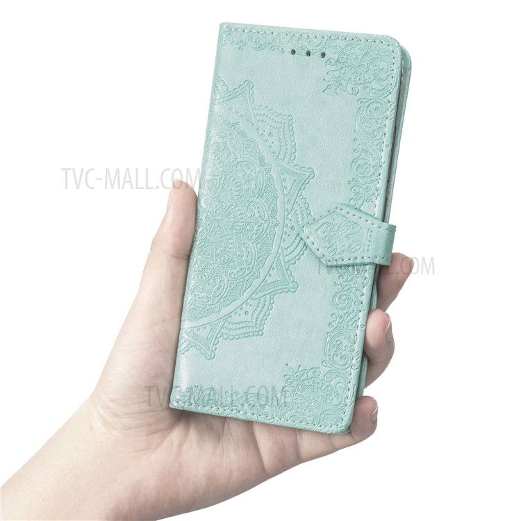 Geprägter Mandala Blume Leder Brieftasche Telefonabdeckung Fall Für Apple Iphone 6 / 4,7-Zoll-6S - Cyan-9