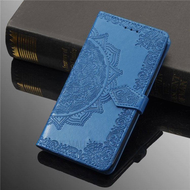 Embossed Mandala Flower Leather Wallet Phone Cover Case for Apple iPhone 6/6s 4.7-inch - Blue-10