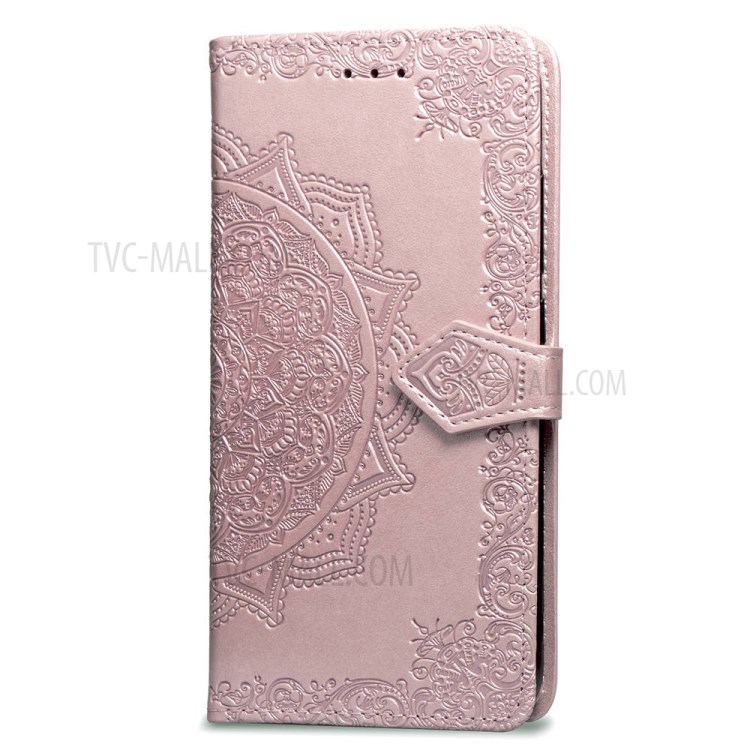 Embossed Mandala Flower Leather Wallet Phone Cover Case for Apple iPhone 6/6s 4.7-inch - Rose Gold-3