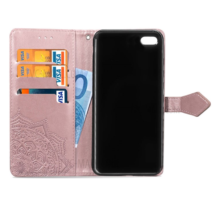 Embossed Mandala Flower Leather Wallet Phone Cover Case for Apple iPhone 6/6s 4.7-inch - Rose Gold-5