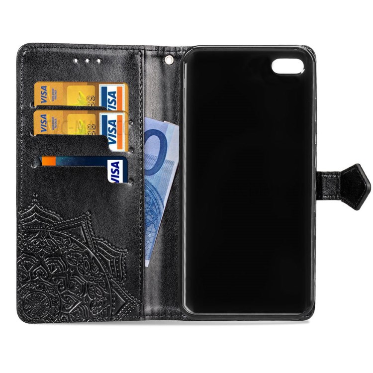 Embossed Mandala Flower PU Leather Case Wallet for Apple iPhone 6 Plus 5.5 inch - Black-8