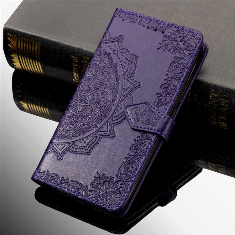 Embossed Mandala Flower PU Leather Case Wallet for Apple iPhone 6 Plus 5.5 inch - Purple-10