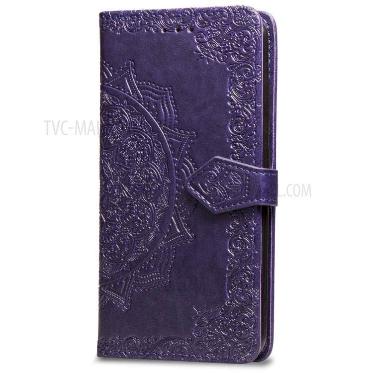 Embossed Mandala Flower PU Leather Case Wallet for Apple iPhone 6 Plus 5.5 inch - Purple-4