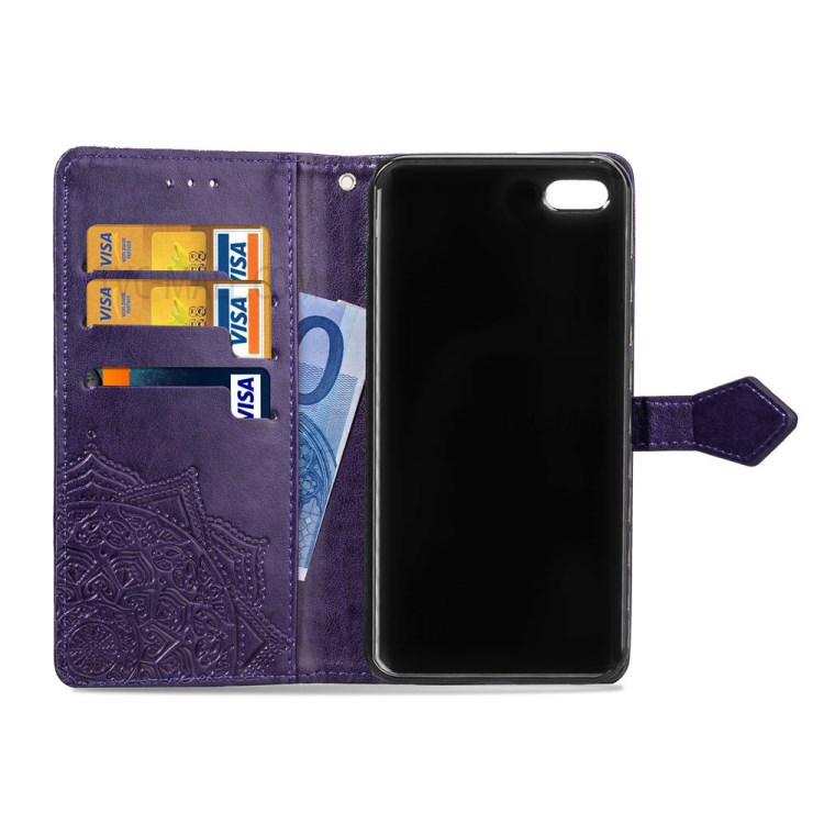 Embossed Mandala Flower PU Leather Case Wallet for Apple iPhone 6 Plus 5.5 inch - Purple-6