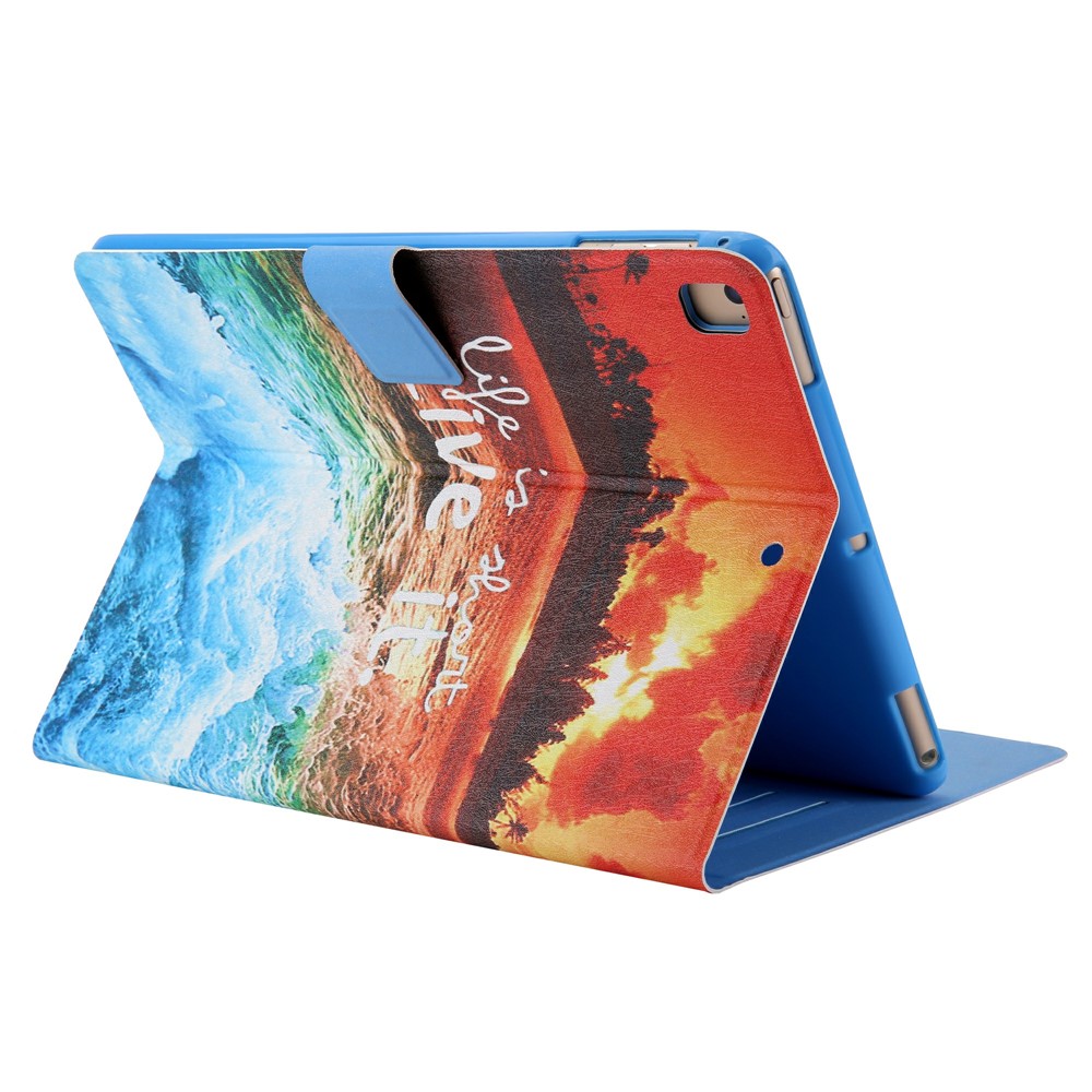 Pattern Printing Card Slots Flip Leather Tablet Protective Case for iPad 9.7-inch (2018)/(2017)/iPad Pro 9.7(2016)/iPad Air/Air2 - Seaside Sunset-5