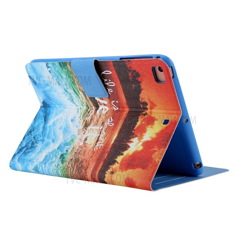 Slot di Schede da Stampa Motivi Flip in Pelle Shell Per Ipad Mini/Mini 2/Mini 3/Mini 4/Mini (2019) 7,9 Pollici - Sunset di Mare-5