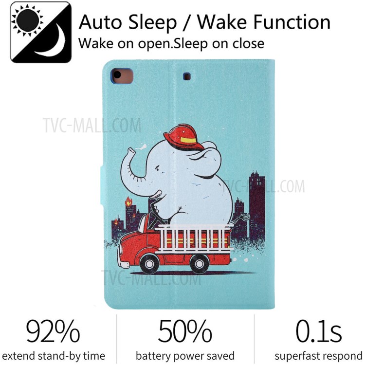 Pattern Printing Card Slots Flip Leather Tablet Shell for iPad Mini/Mini 2/Mini 3/Mini 4/Mini (2019) 7.9 inch - Elephant-4