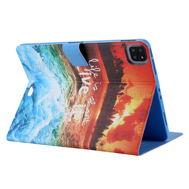 Pattern Printing Card Slots Flip Leather Tablet Case for iPad Pro 11-inch (2020)/(2018) - Seaside Sunset-4