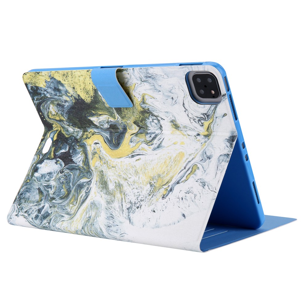 Pattern Printing Card Slots Flip Leather Tablet Case for iPad Pro 11-inch (2020)/(2018) - White/Yellow-4